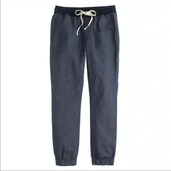 J.Crew Sideline pant in indigo-stripe chambray Sz 12 - Picture 2 of 8